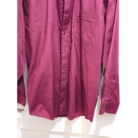 Kilburne & Finch Men’s Dress Shirt 17 34/35 Burgundy – Classic Fit Long Sleeve - Picture 2 of 13